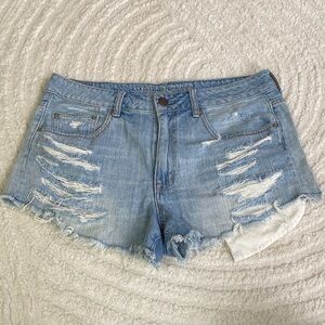 American Eagle Outfitters Light Blue Distressed Jean Shorts